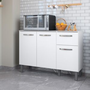 Balcão Mila 120cm com 2 Portas e 2 Gaveta c/Tampo